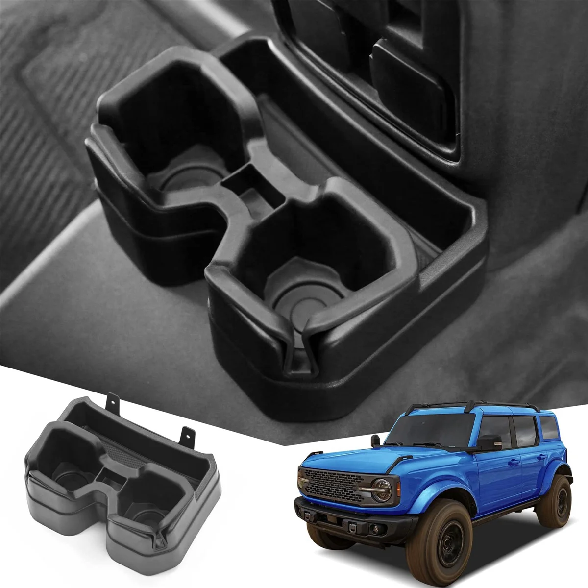 Rear Dual Cup Holder for Ford Bronco 2021-2023, Expander Removable