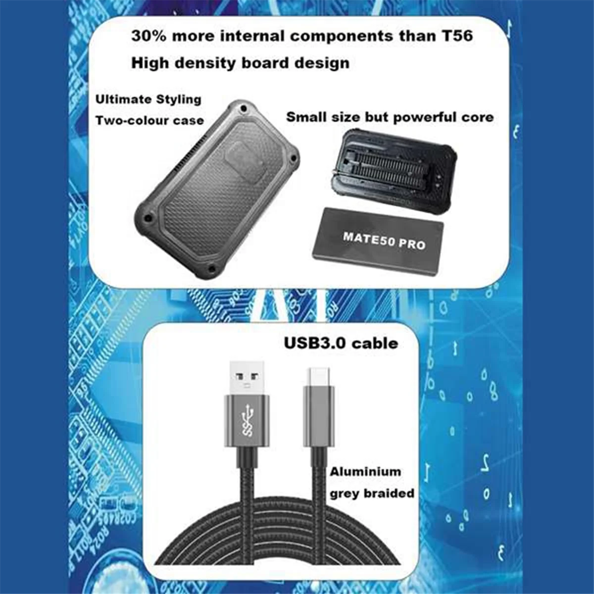 Para programador T76 USB3.0 compatible con EEPROMNAND NOR EMMC BGA,Minpro/TL866II/programador con toma de grabación de cables