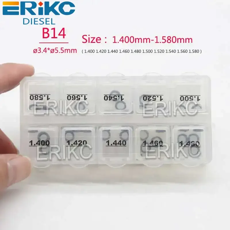 ERIKC B14 Gaskets 1.40MM-1.58MM Diesel Fuel Nozzle Adjusting Copper Shims 50 PCS FOR 120 Series Injector