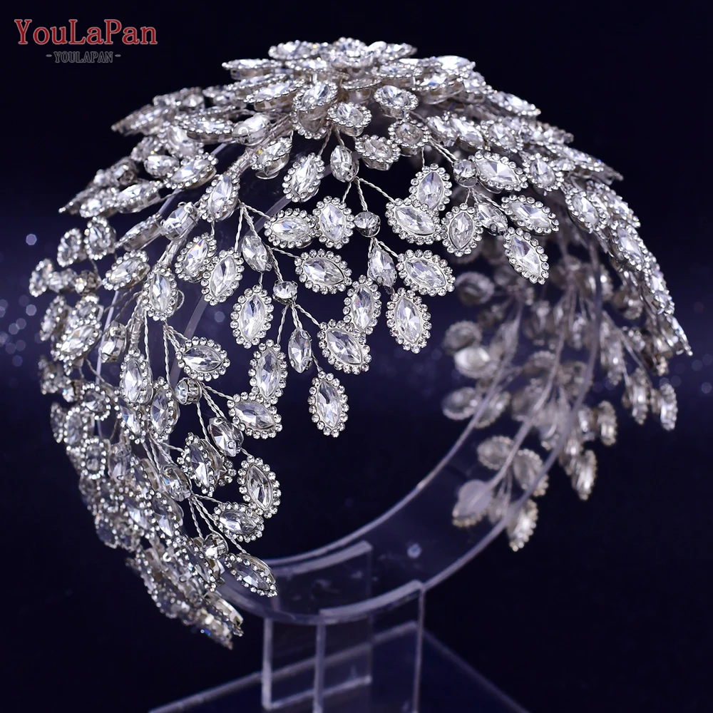 YouLaPan Luxe Bruiloft Haaraccessoires Strass Bruidshoofdband Vrouwen Feest Hoofdtooi Bloem Bruids Tiara en Kroon HP428