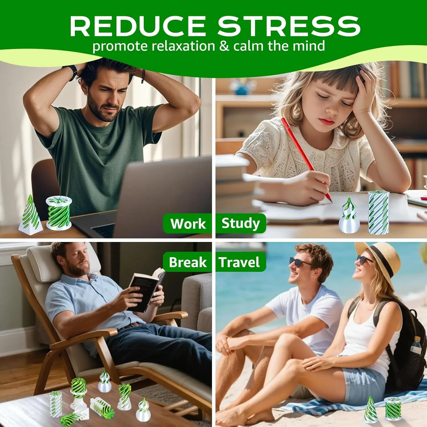 ثلاثية الأبعاد مطبوعة دوامة مخروط تململ لعبة مستحيل Passthrough الهرم عمود دوامة اللولب القرع اسطوانة الوهم الإجهاد الإغاثة #5