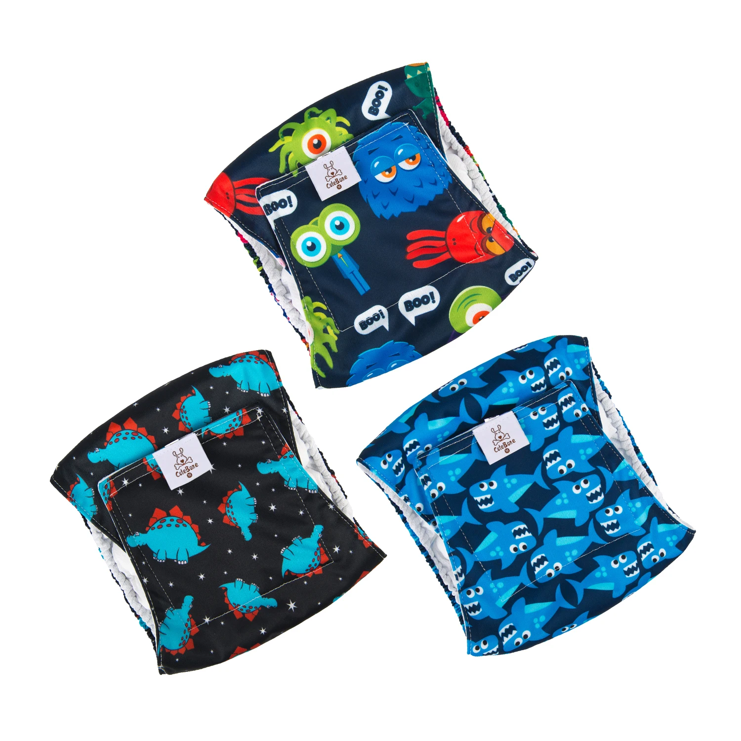 (3pcs per Pack) Male Dog Diapers CuteBone Reusable Washable Dog Belly Bands for Male Dogs Fashion Wraps Doggie Diapers