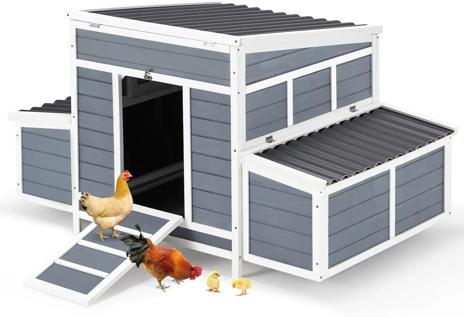 

Chicken Coop, 56" Large Wooden Chicken Hutch with 6 Nesting Boxes, Outdoor Hen House Chicken Cage
