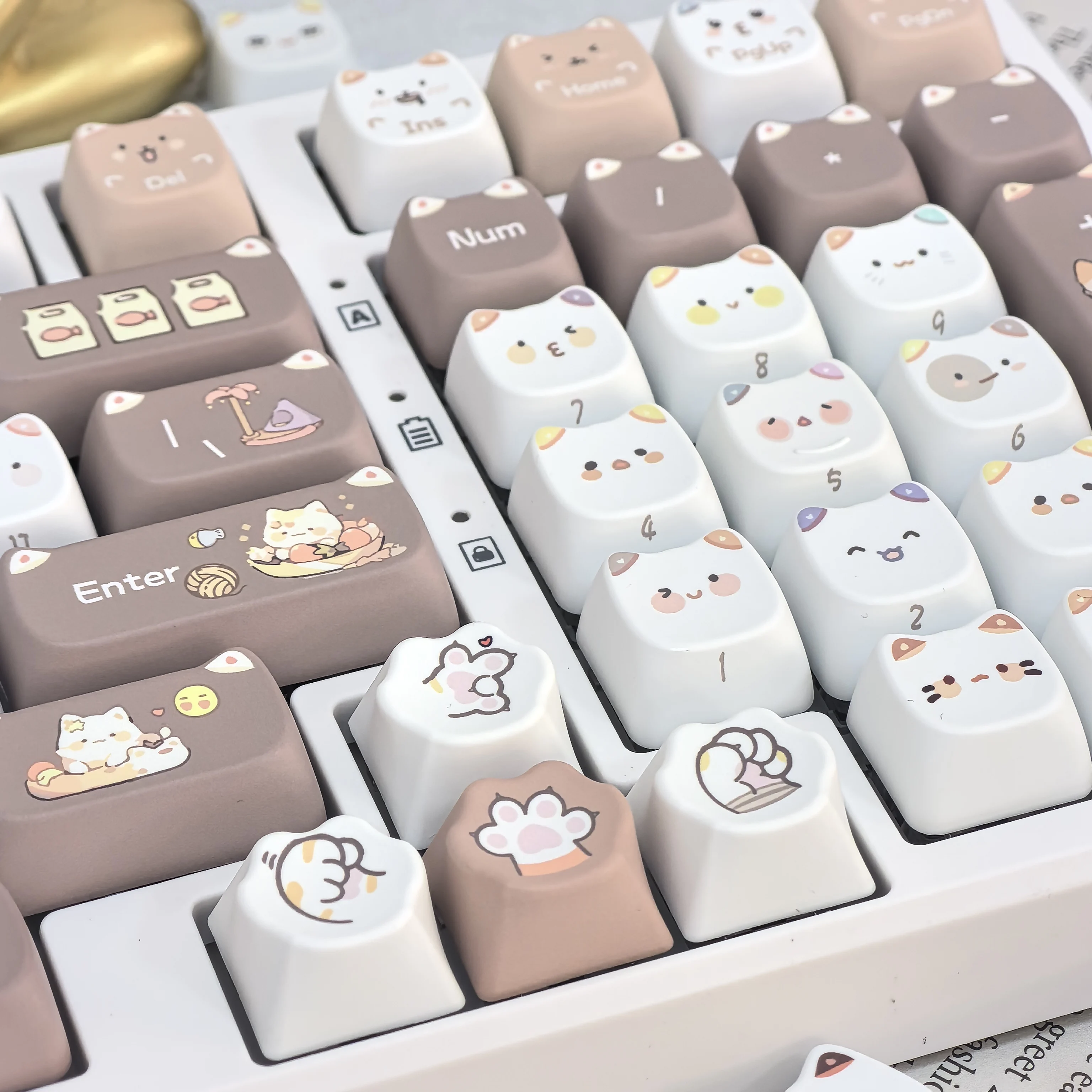 cute cat keycaps mao para teclado mecanico faca voce mesmo space bar cartoon shaped pbt 625u keycaps para presentes 01