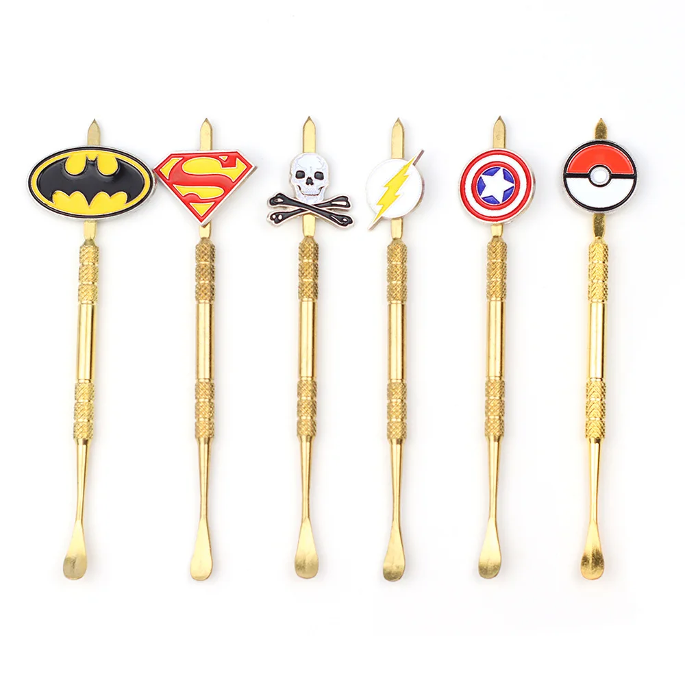 Cartoon Badge Tobacco Oil Wax Spoon Stainless Steel Heat Resisting Cleaning Stick Powder Sculpture Tool Smoking Pipe Accessories