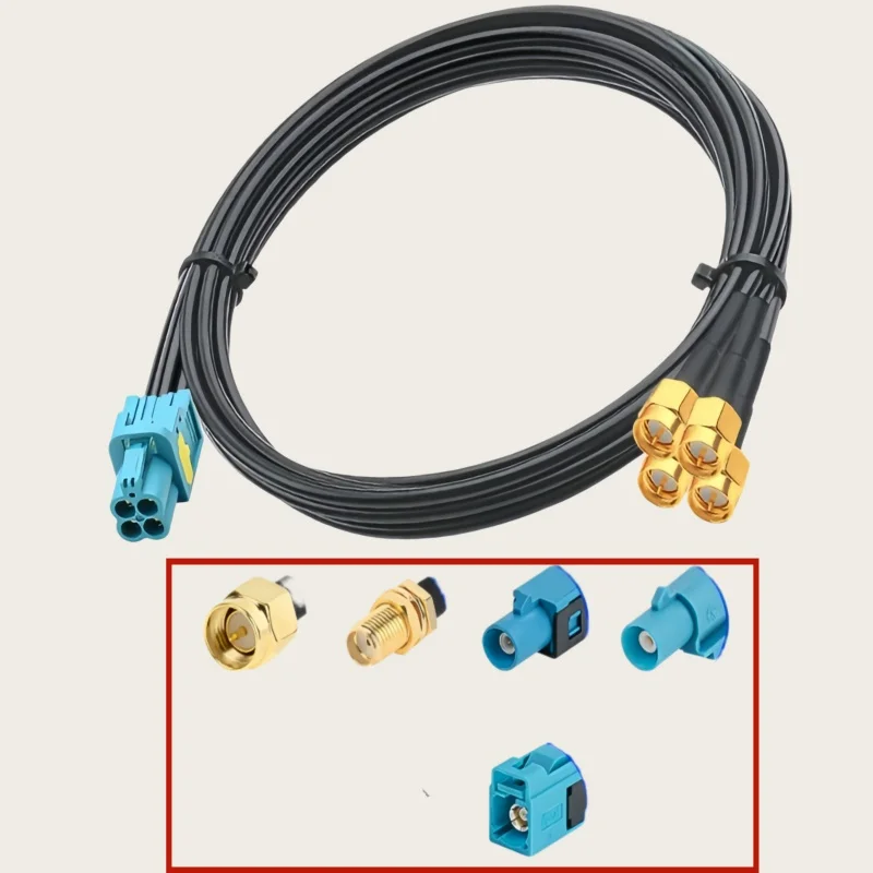 1pcs Rosenberg version MINI FAKRA 4-in-1 female to 4 FAKRA/SMA Male Female connector RG174 coaxial cable