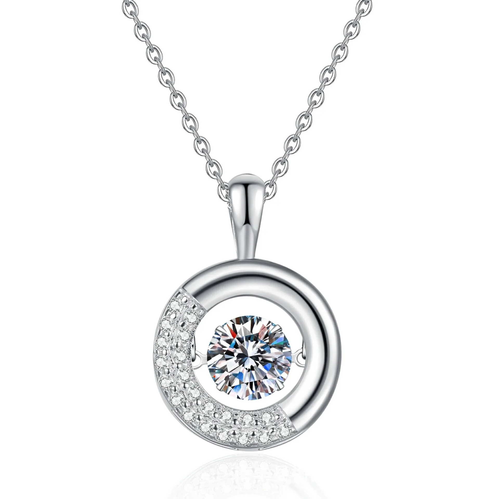 

2025 moissanite S925 pure silver necklace with a heart pounding donut pendant. moissanite necklace for women's wedding jewelry