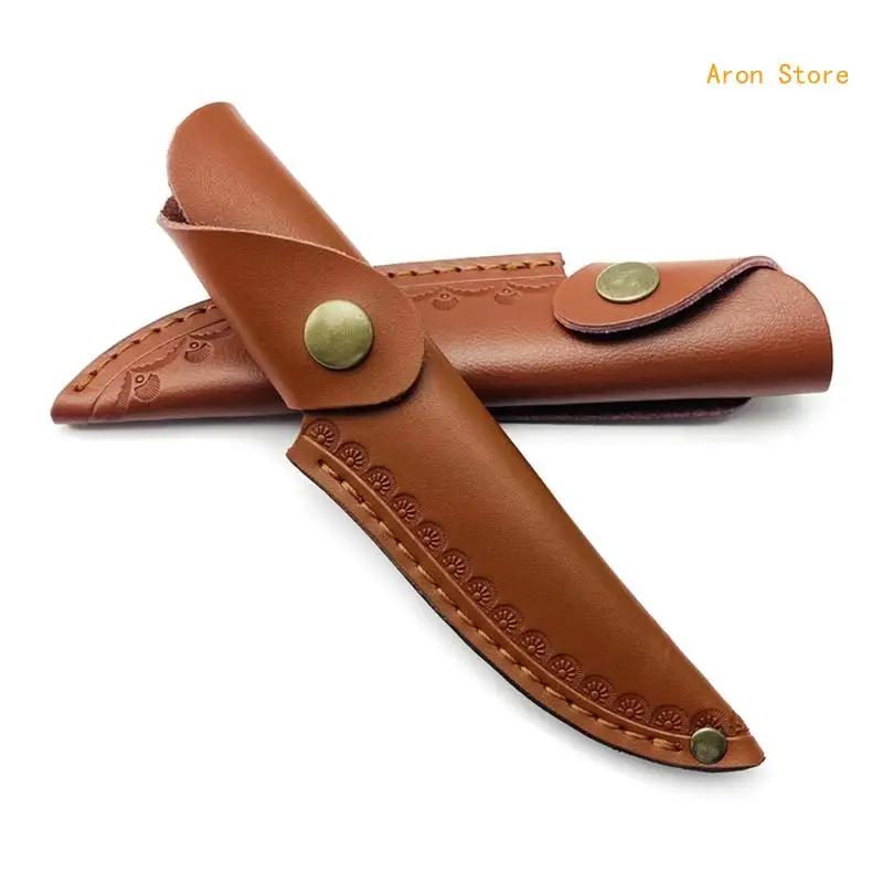 Leather Knife Sheath with Waist Belt Buckle Pocket Knife Protective Cover Tool H3CF