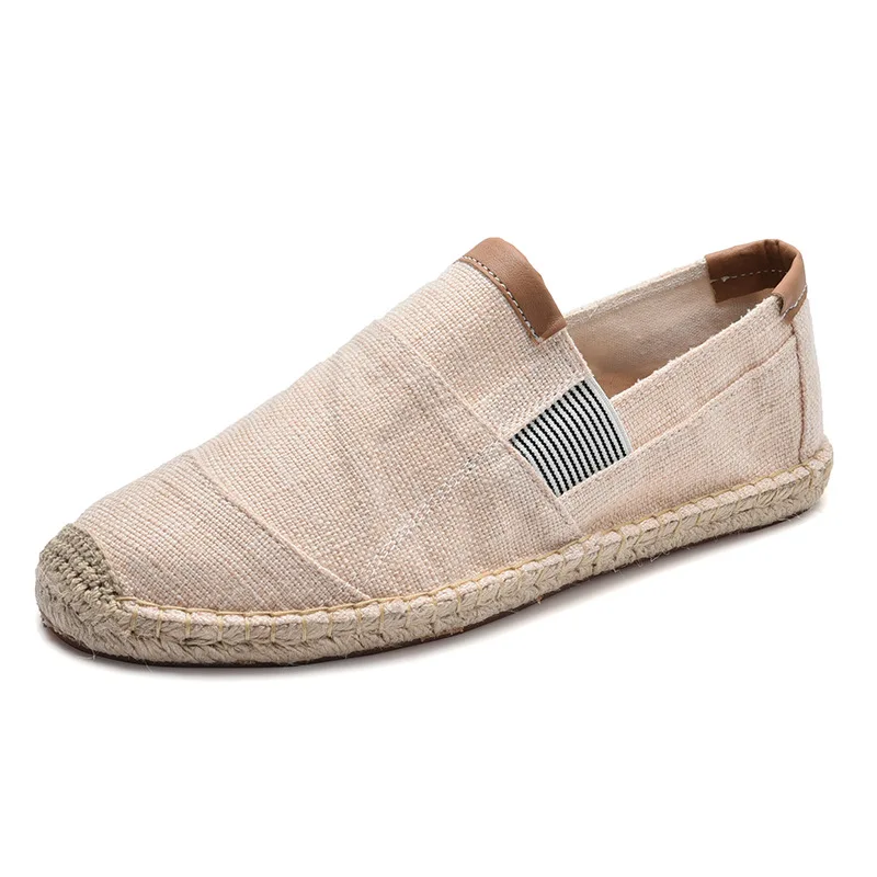 Hemp Rope Loafers Shoes Men Summer Casual Shoes Soft Slip-On Flats Anti-Slip Canvas Shoes Breathable Walking Male Shoes