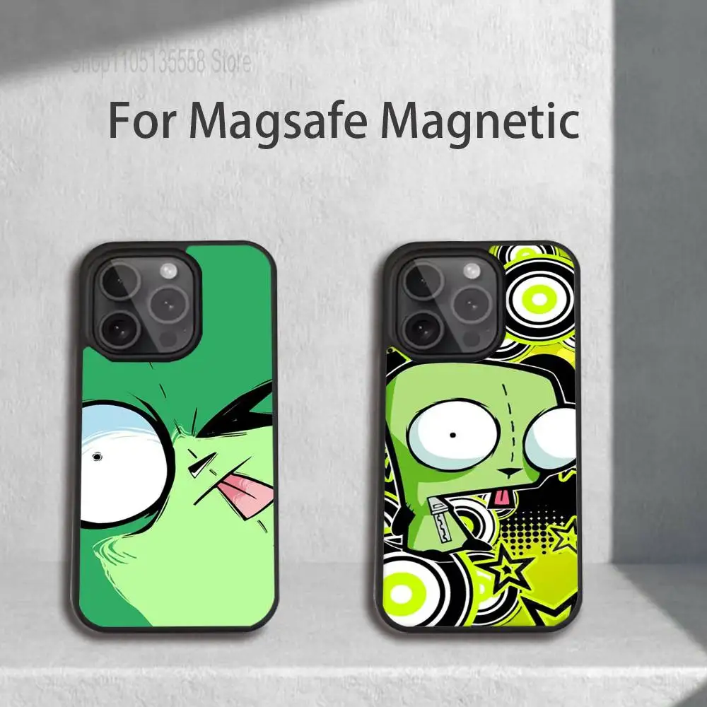 

I-Invader Cartoon Z-Zim Gir For iPhone 11,12,13,14,15,16,17,Pro,Max,Plus,Mini,SE4,E Phone Case With Magsafe Wireless