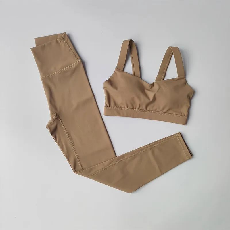 Nahtloses Yoga-Set für Damen, Sportbekleidung für das Training, Fitnessbekleidung, Push-up-BH, Leggings mit hoher Taille, 2-teiliges Sportoutfit. – Detail 37