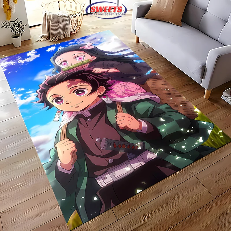 NO.3 Classic Demon Slayer Kamado Nezuko Theme Carpet,Living Room Bedroom Office Kid Room of Choice,Non-slip Machine Washable Mat