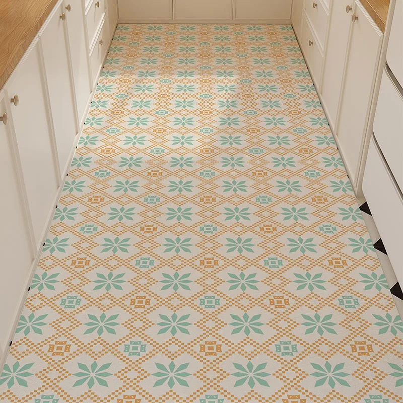 Luxury Advanced Kitchen Mat Home Long Runner Rug Non-Slip Oil-Proof Waterproof Carpet Stain-Resistant PVC Leather Foot Mats