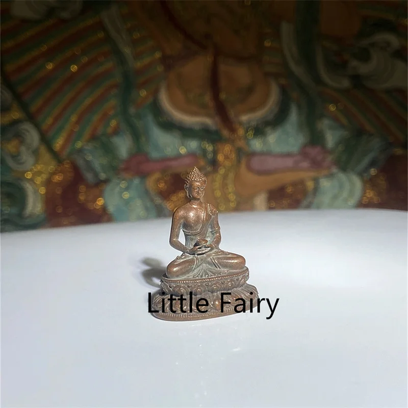 Pequeña estatua de Buda de rey de la medicina tibetana antigua, adorno de escritorio, artesanías de adorno para el hogar en Miniatura de Metal