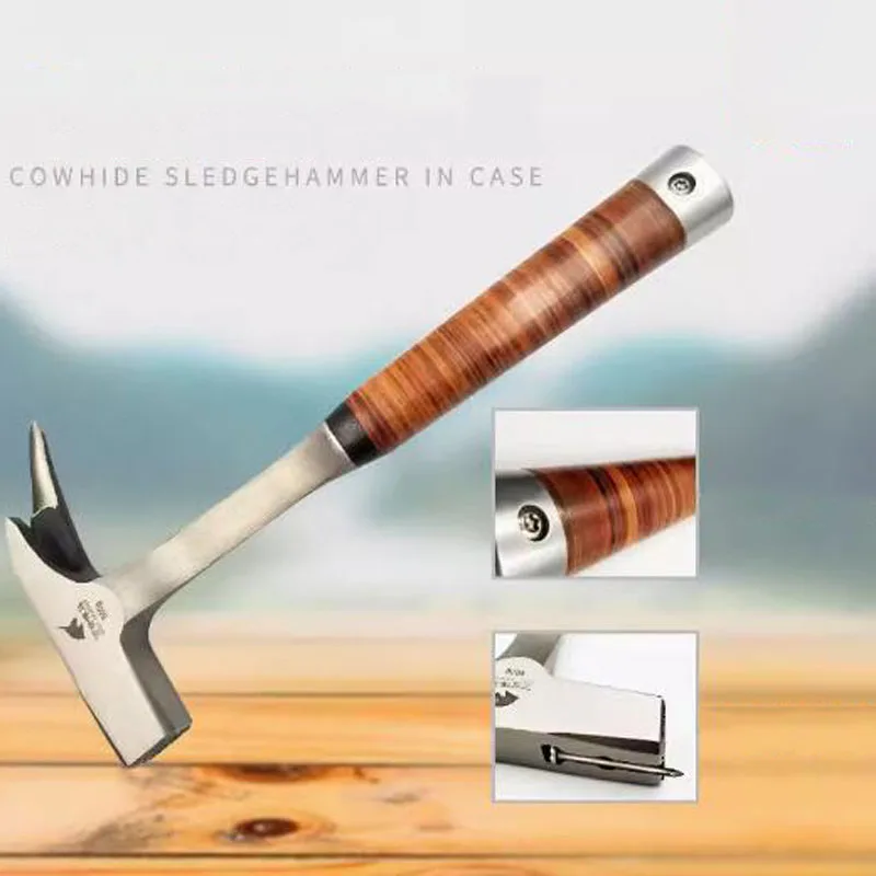 Single-angle hammer, shock-proof square-head hammer, cowhide handle, strong magnetic sweat-absorbing hammer, 45# tool steel