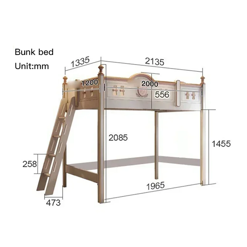 Litera de madera maciza para niños, Camas grandes de lujo, muebles de Dormitorio, americano, Noble