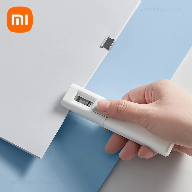 Xiaomi Mijia Hand Paper Clipper With 168 Refills Metal Pusher Stapler Paper Clips For Document Binding Stationery Supplies