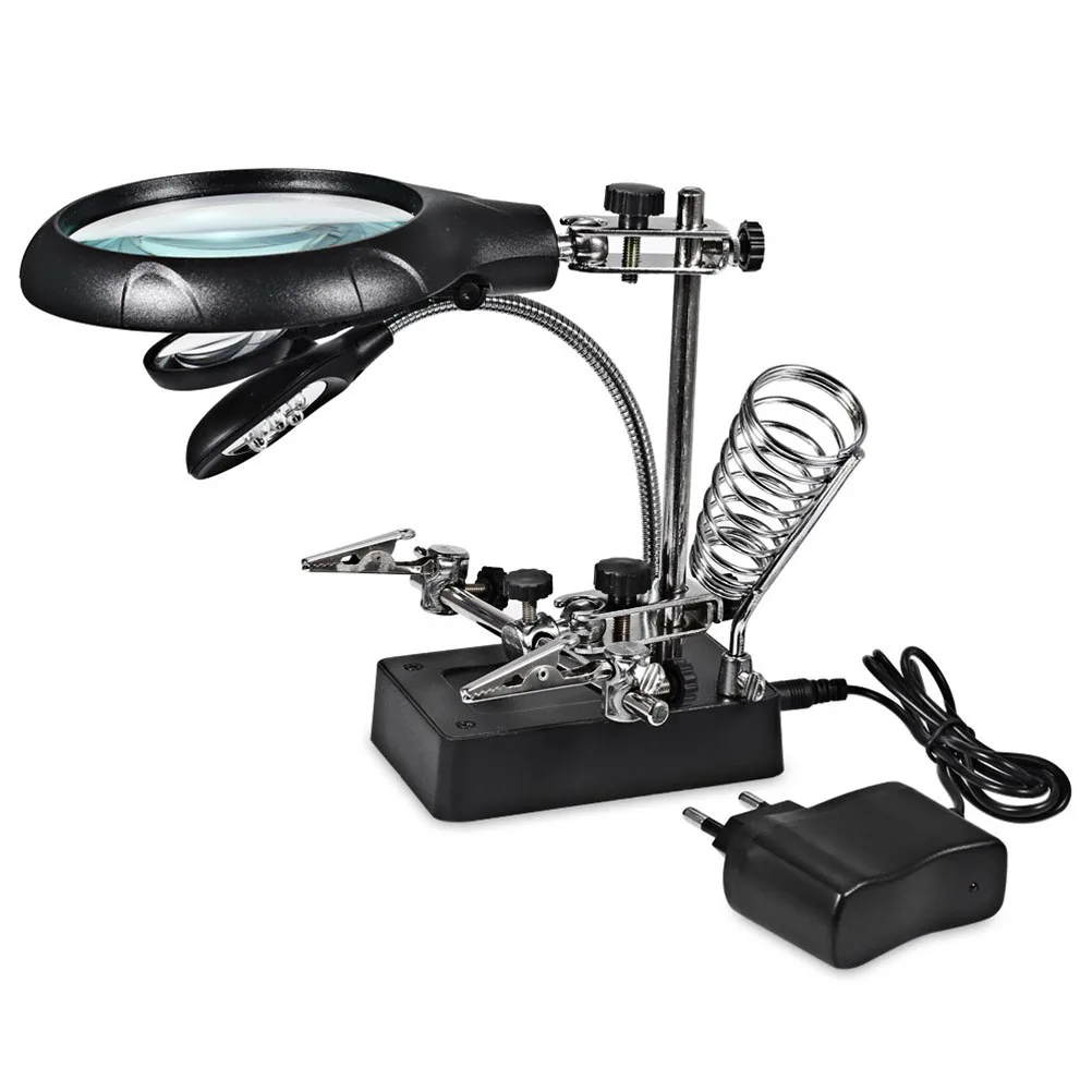 

Light Magnifier & Desk Lamp Helping Hand Repair Clamp Alligator Auxiliary Clip Stand Desktop Magnifying Glasses (Original EU