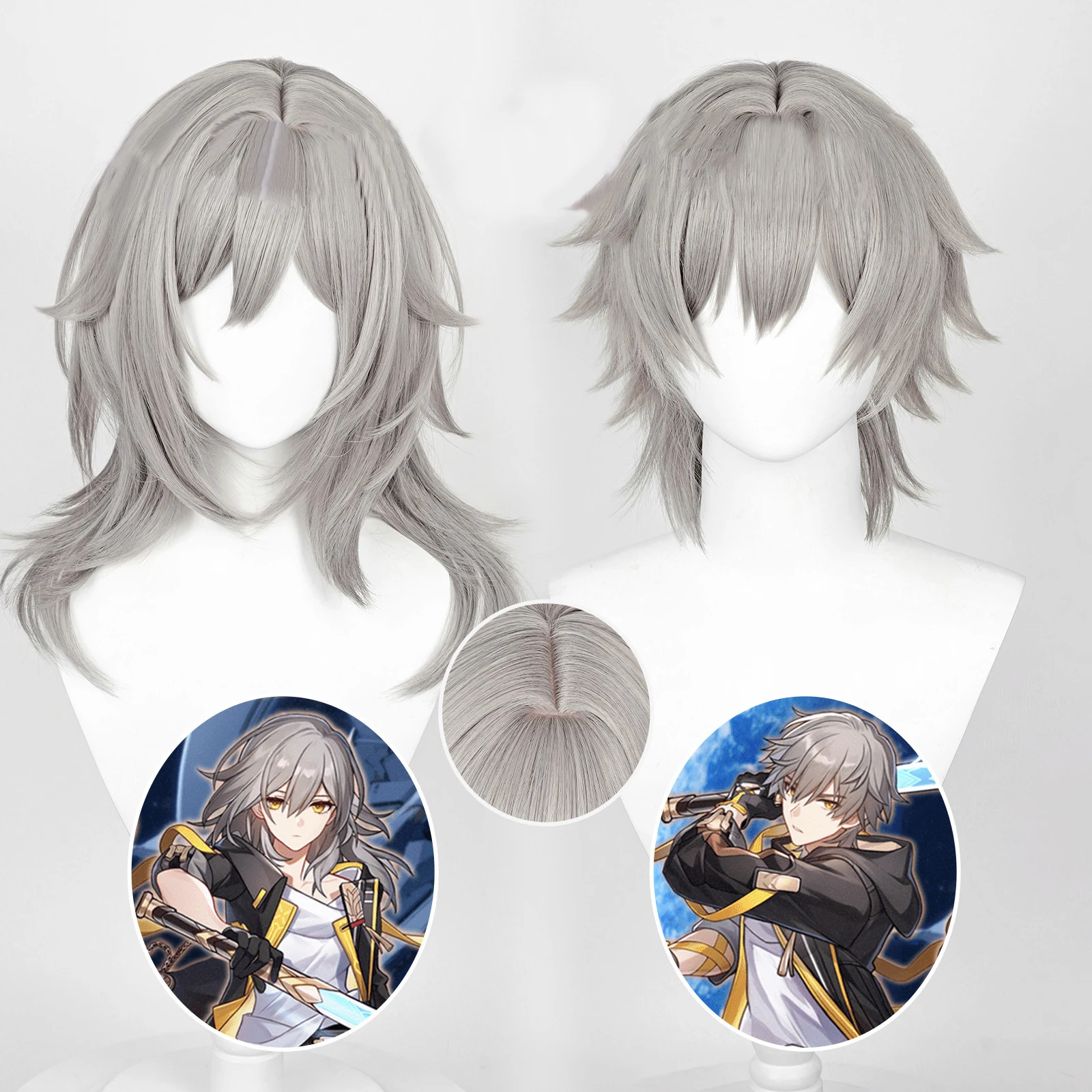 Game Honkai Star Rail Trailblazer Cosplay Wig Gray Heat Resistant Synthetic Wigs for Halloween Costume Party Role Play Wig Cap