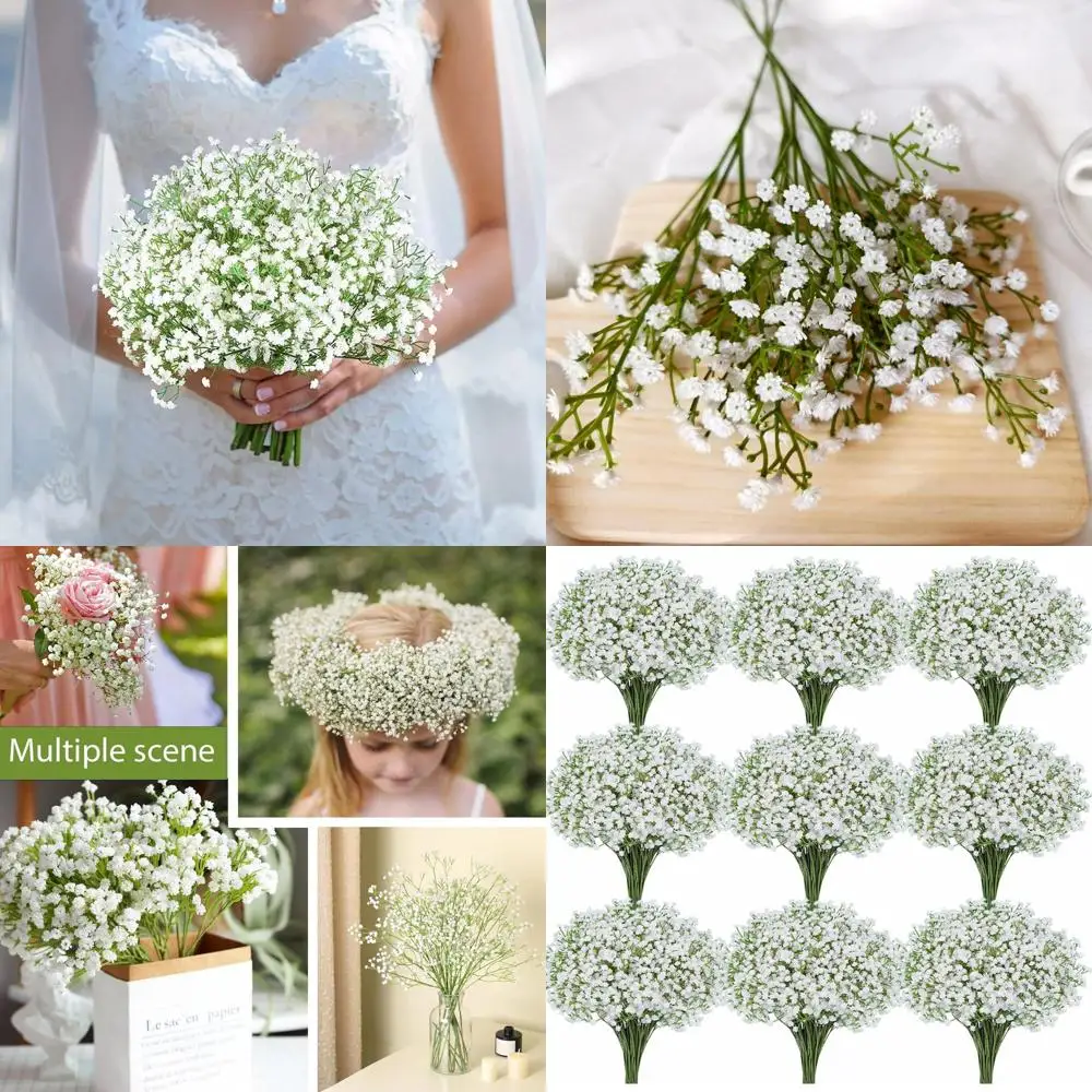 

60-Piece Artificial Baby's Breath Flowers, Bulk Long Stems for Wedding Decor and Vase Arrangements