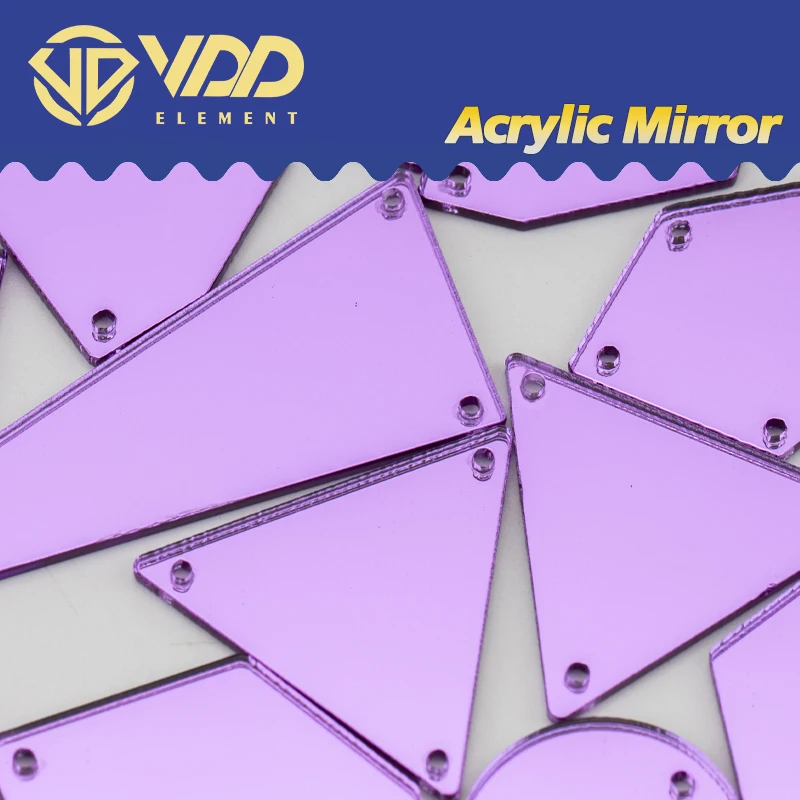 VDD 60/200Pcs Mix Size Purple Acrylic Mirror Sewing Rhinestones Sew On DIY Crafts Flat Back Stones Clothes Garment Decorations