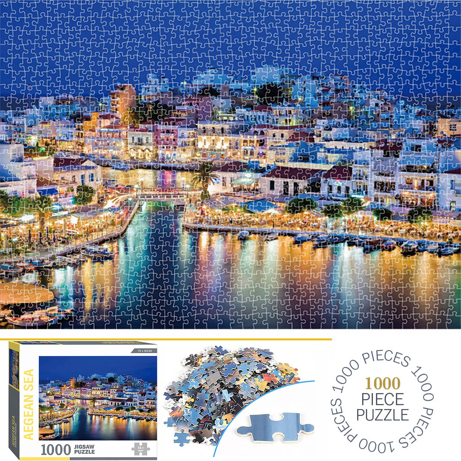 1000 Pieces Aegean Sea Jigsaw Puzzles for Adults Home Decor Games Family Fun Floor Puzzles Educational Toys for Kids