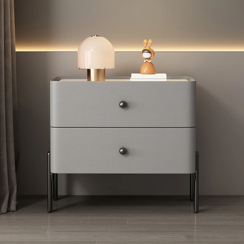 Classic Gray Colour Nightstands European Bedside Solid Wood Nightstands Storage Minimalist Mesita De Noche Home For Furniture