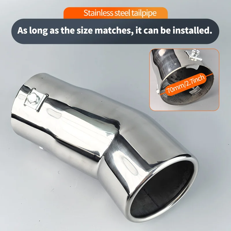 Universal Car Exhaust Muffler Tip Round Stainless Steel Car Tail Rear Chrome Round Exhaust Pipe Tail Muffler Tip TailPipe