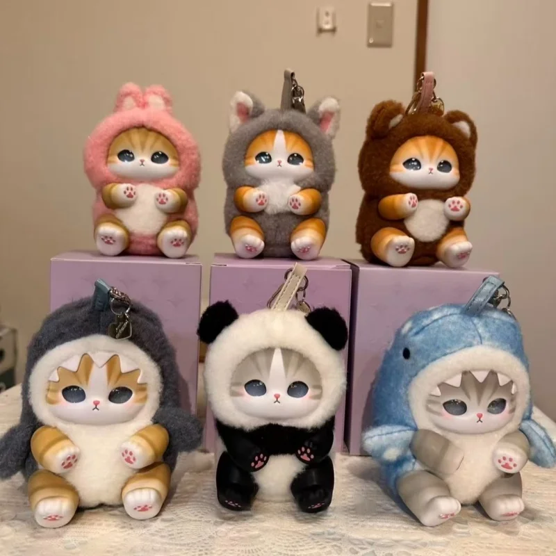 

В наличии, натуральная виниловая серия Mofusand, слепая коробка, акула, кошка, удивленная коробка, плюшевая игрушка, милые куклы, украшения, детские игрушки, подарок на день рождения