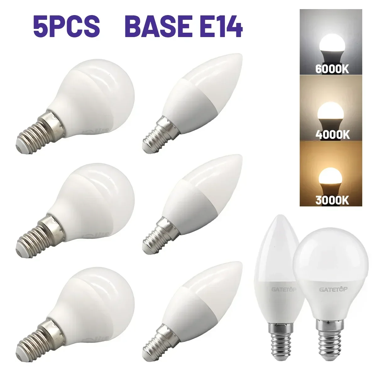 

5Pack G45 C37 E14 3W LED Light Bulb AC 220V 110V Mini Lamp No flicker 3000K 4000K 6000K Cold Lighting for foyer home derec