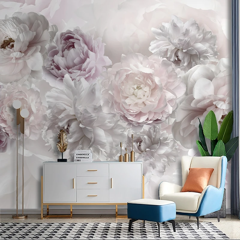 Custom American peony mural wallpaper for living room TV background wall cloth bedroom wall paper dining room house decoration