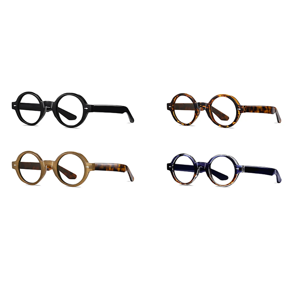 Peekaboo acétate lunettes rondes anti lumière bleue unisexe TR90 femmes rétro lunettes cadre pour hommes léopard noir clair lentille décoration