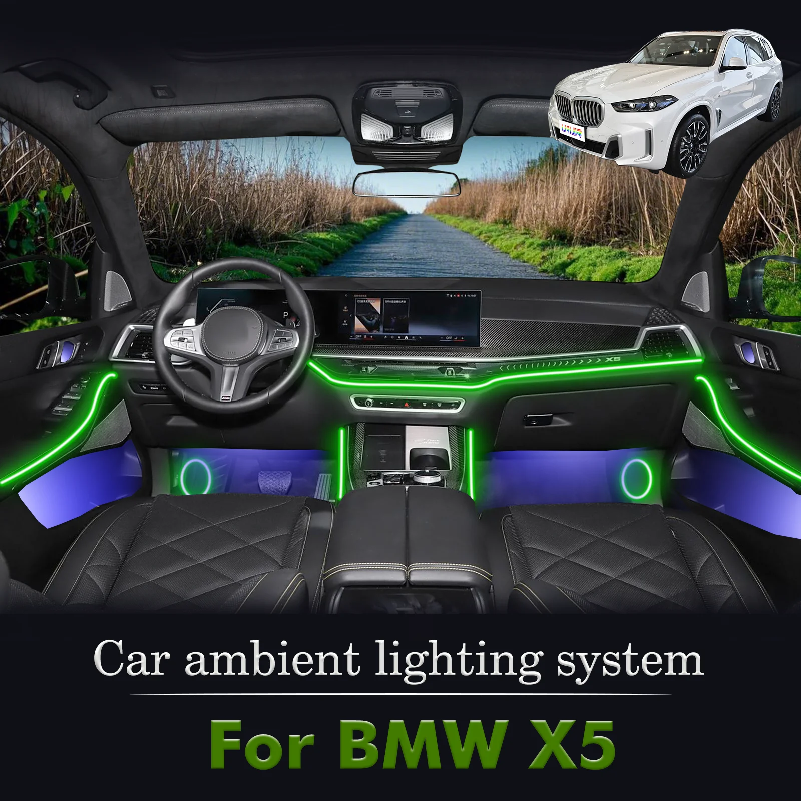 

For BMW X5 Smart Remote Control RGB 64 Colors LED Car Interior Ambient Light Energy Saving Efficient Lamp Kit