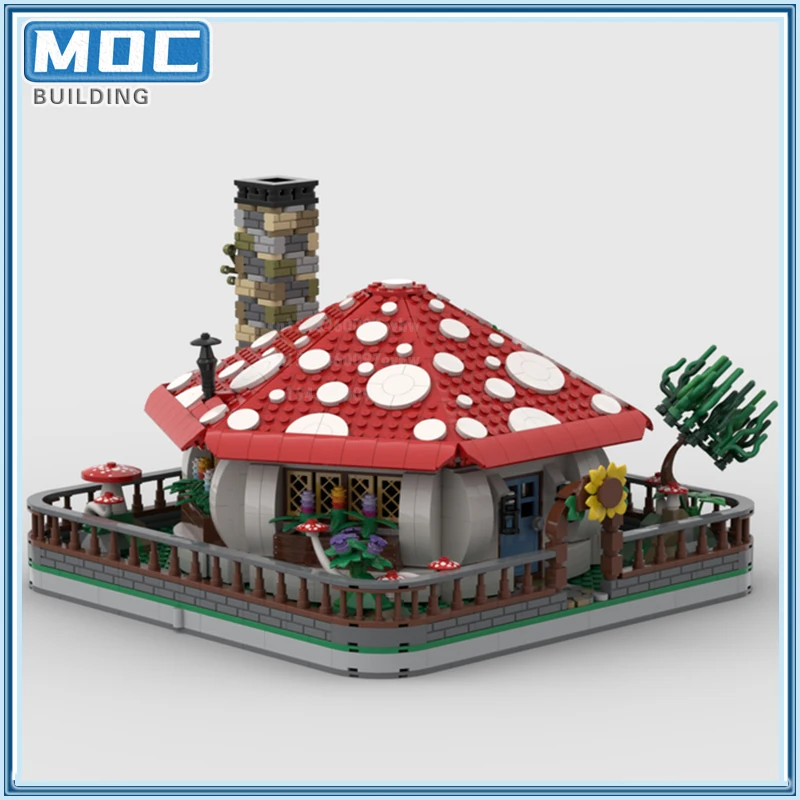 Fada fale história seris cogumelo casa moc blocos de construção halloween diy ornamento modelo coleção criativa idéia brinquedos presentes