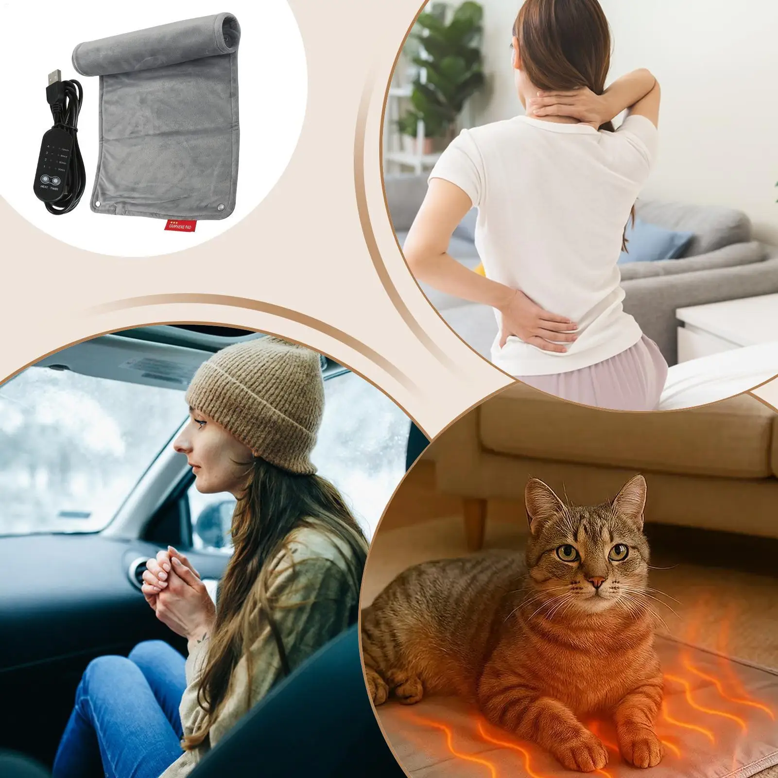 

Heating Pad For Period Cramps Electric Shoulder Warmer USB Charging Heat Pads For Neck Back Leg Knee Abdomen Period Cramps Bed