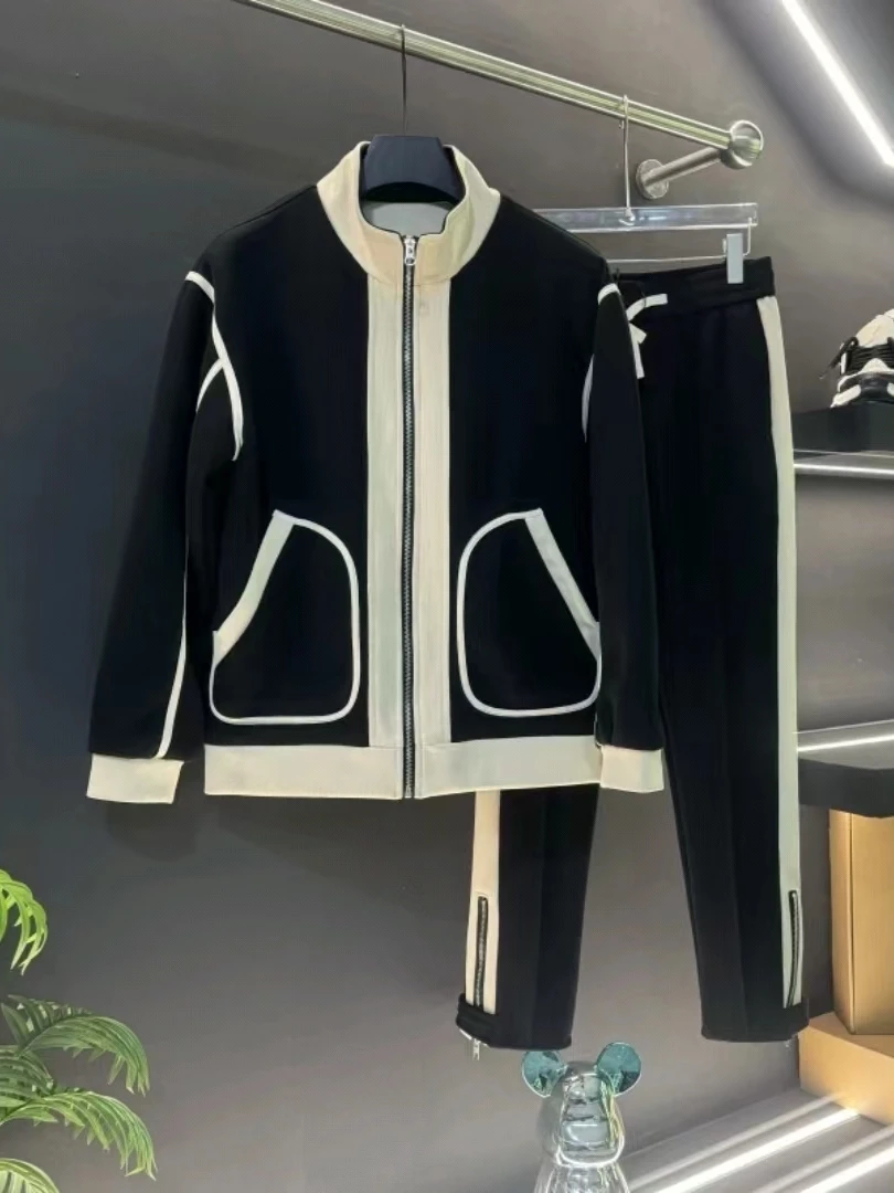 

Высококачественный мужской повседневный комплект: куртка и брюки. Новинка весна-осень. Модный молодежный образ с воротником-стойкой и длинными рукавами.