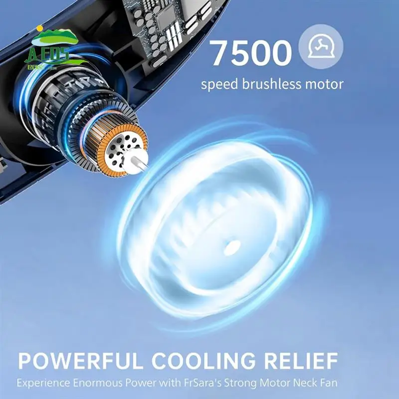 aed5-充電式ネックファン、ledディスプレイ付きパーソナルファン、3スピード、4000mahバッテリー付き、女性、男性旅行、アウトドア用