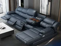 Leather sofa modern simple first layer cowhide living room electric space capsule home theater