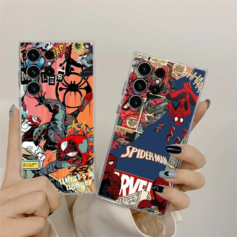 Miles Morales Spiderman Gwen S25Ultra Clear Case For Samsung Galaxy S25 S24 S23 Ultra S20 S21 FE S22 Plus A56 A36 5G Phone Cover