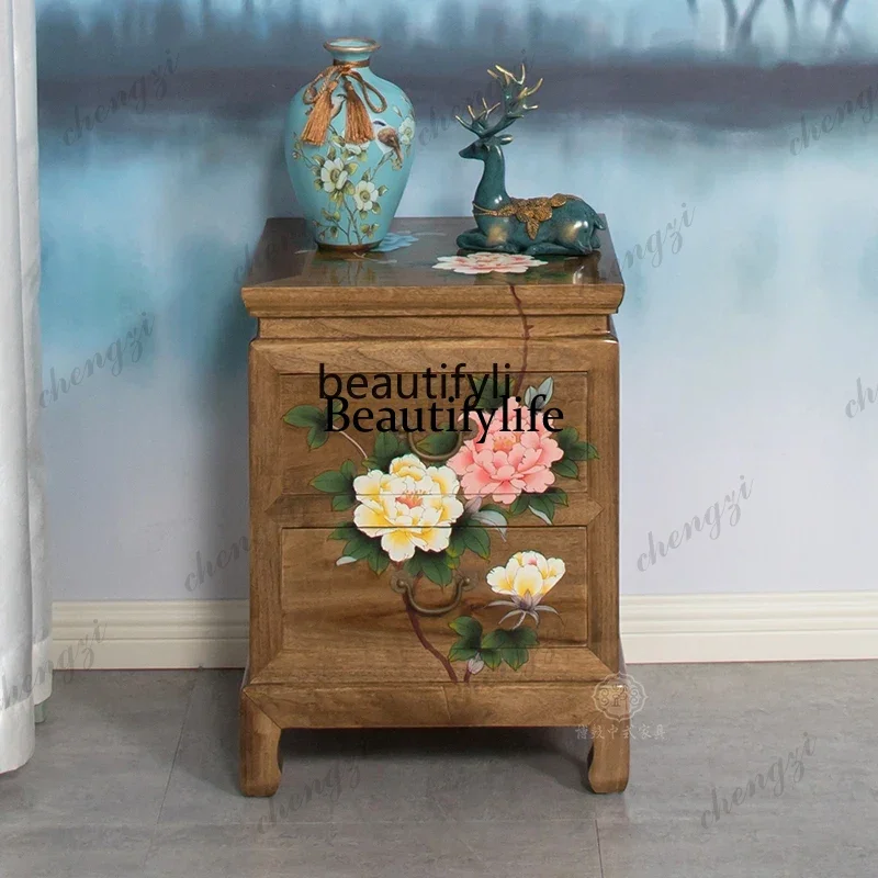 03 Neoclassical Chinese-style painted storage chest cabinet antique solid wood porch decorative high-end furniture