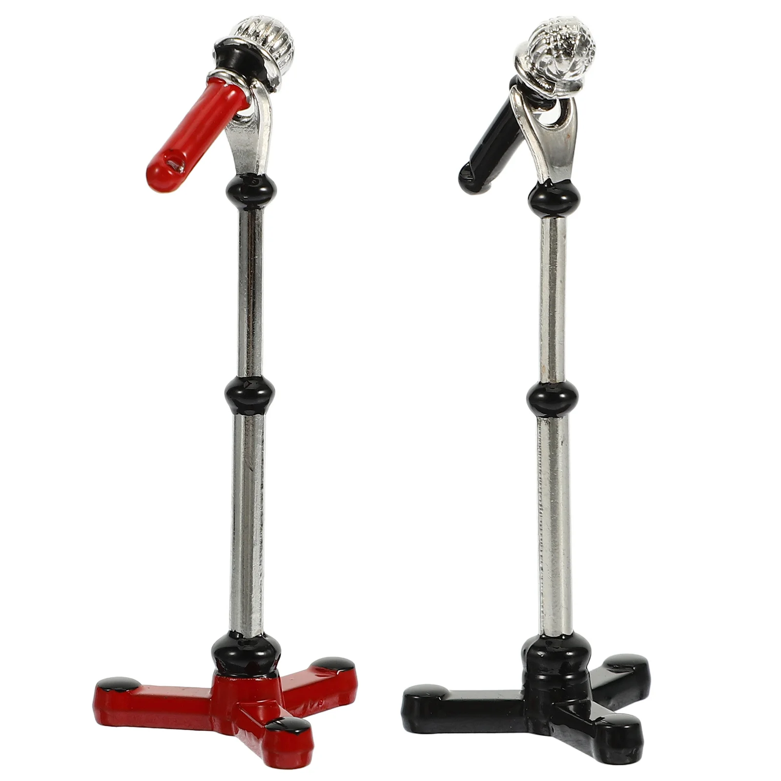 

2 Sets Mini Microphone Toy House Adornment Simulated Plaything Miniature Alloy Model Accessories