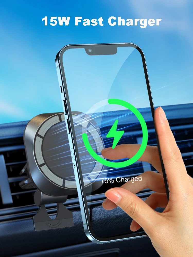 

Phone Holder Stands Wireless Charging Fast Charger for Mag Safe iPhone 14 13 12 Series in Car Mobile Phone Magnetic Charge Base