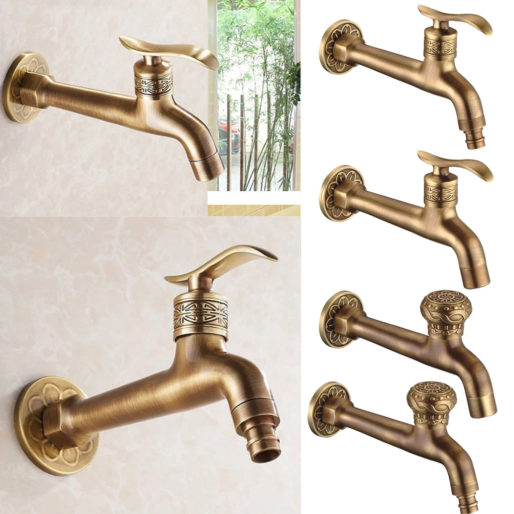

Rust Resistant Wall Mounted Faucet Single Lever Water Tap Alloy Basin Faucet for Garden Kitchen Pool