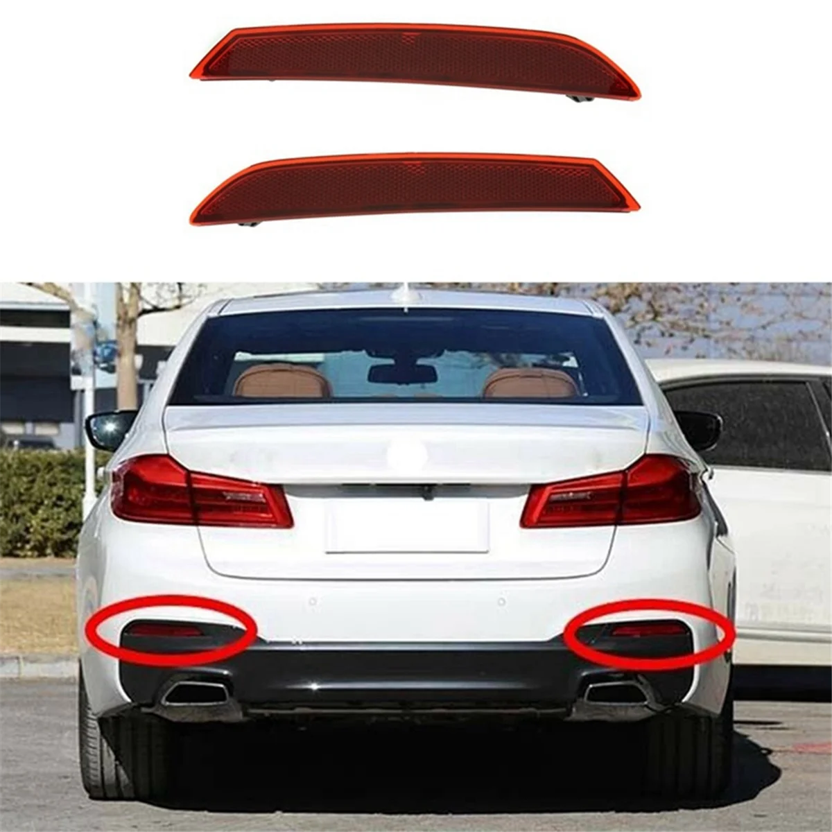 Car Rear Bumper Reflector Bumper Reflective Strip for BMW 5 G30 63147851577 63147851578