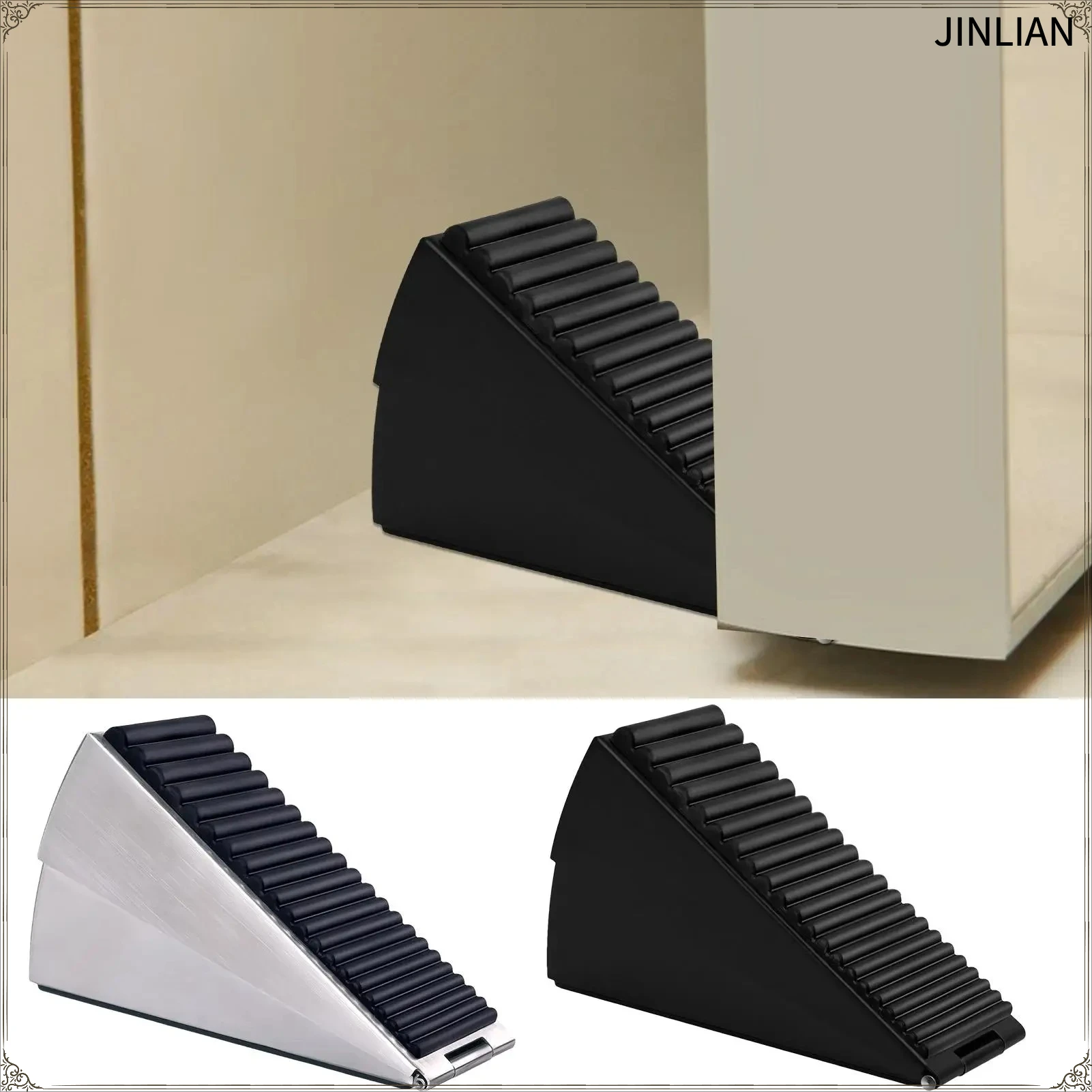 Heavy Duty Door Stopper Adjustable Spring Loaded Wedge Flexible for Bottom of Door Tall Non-Slip Door Stop for Home Office