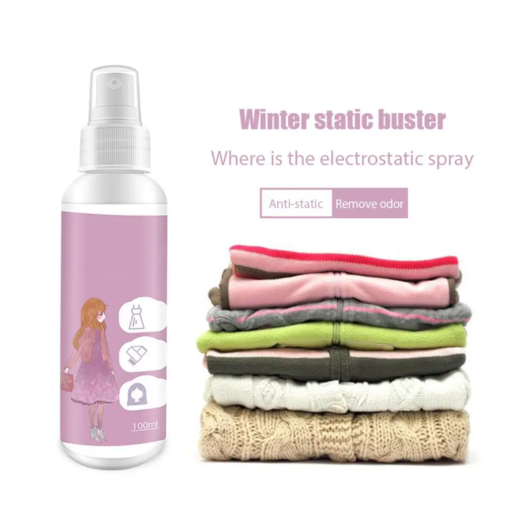 100ml Multipurpose Antistatic Spray Clothing Anti Static Spray for Clothing Textiles Furniture and Car