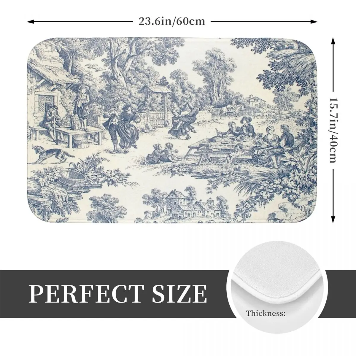 Toile De Jouy Number Anti-slip Doormat Floor Mat Absorbent Mat Carpet Rug for Kitchen Entrance Bathroom Living room Footpad Mats