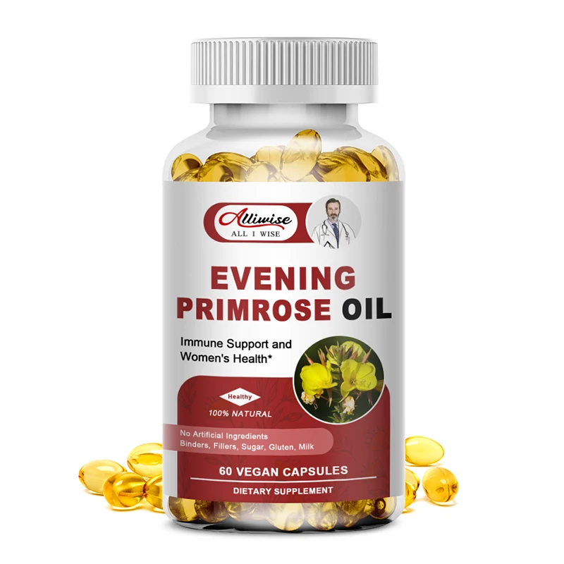 Evening Primrose Oil Capsules Natural Essential Fatty Acids Antioxidant Rich Moisturizes Rejuvenates Renews Restores Skin Hair