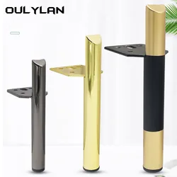 Oulylan-patas de Metal para muebles, patas de repuesto para sofá, negro, dorado y plateado, para cama, Tv, armario, mesa de centro, 4 piezas