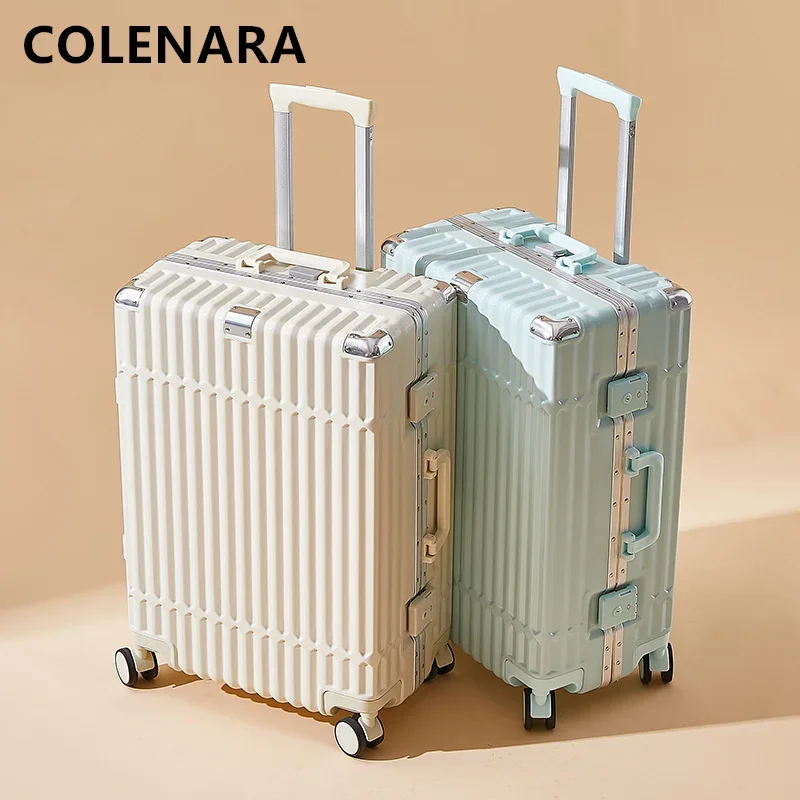 

COLENARA PC Suitcase 20 Inches Aluminum Frame Boarding Box 22" Women's USB Charging Trolley Case Men's 24"26" Rolling Luggage